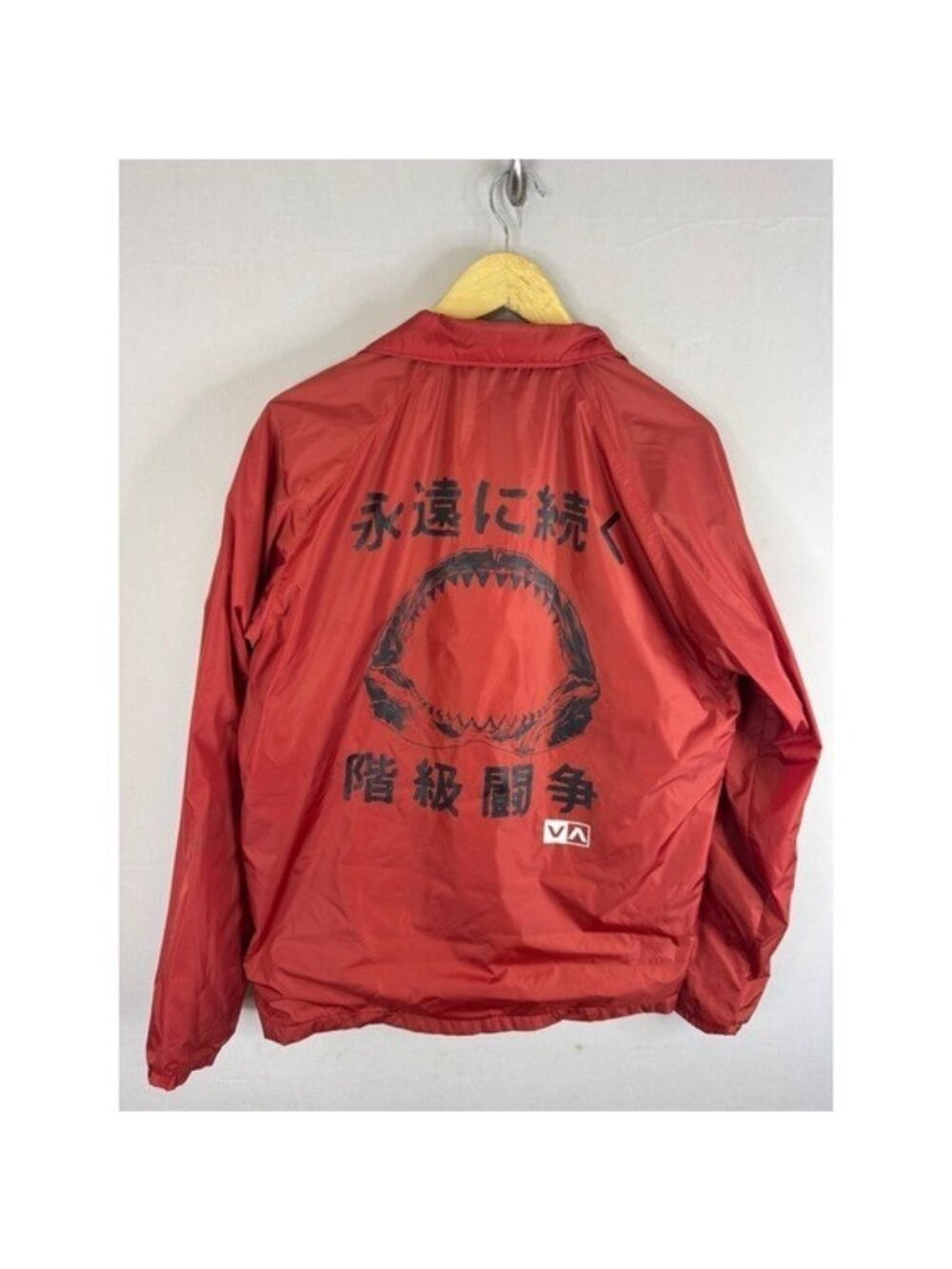 RVCA ANP Mens Red Coaches Jacket Shark Jaw Japanese Graphic Windbreaker Small